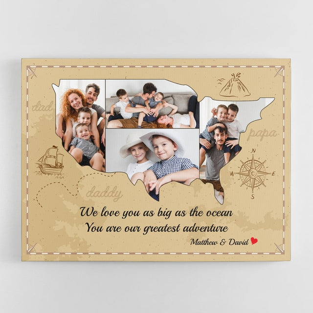 Family Custom Photo On USA Map - Personalized Canvas