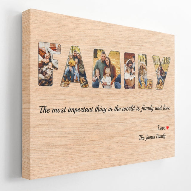 Family Custom Photo - Personalized Light Wood Background Canvas