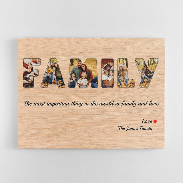 Family Custom Photo - Personalized Light Wood Background Canvas