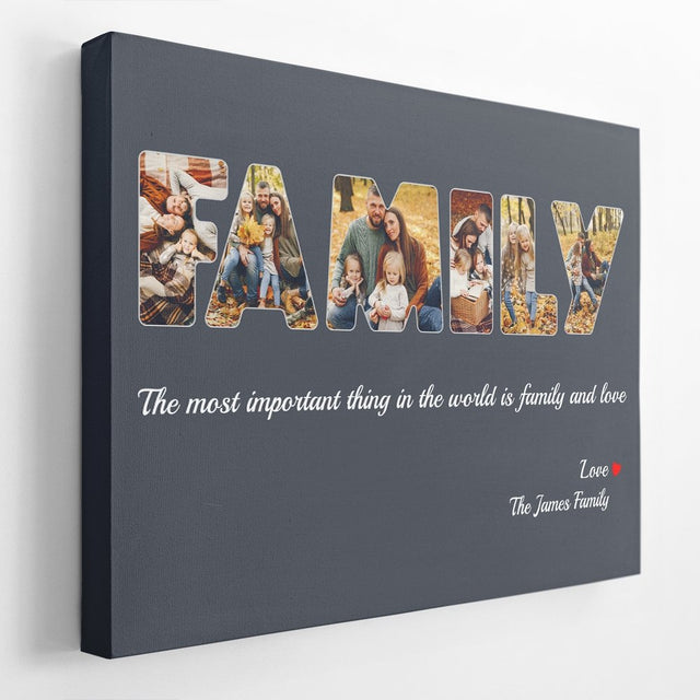 Family Custom Photo - Personalized Navy Vintage Background Canvas