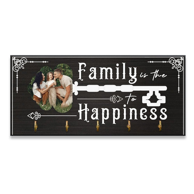 Family Is The To Happiness, Custom Key Hook, Personalized Photo