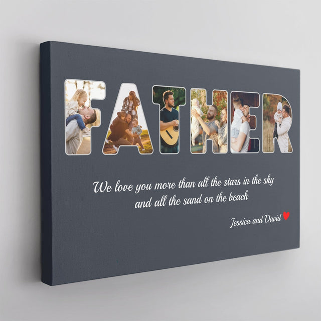 Father Custom Photo - Personalized Name And Text Canvas Wall Art