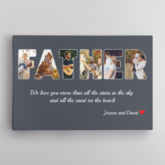 Father Custom Photo - Personalized Name And Text Canvas Wall Art