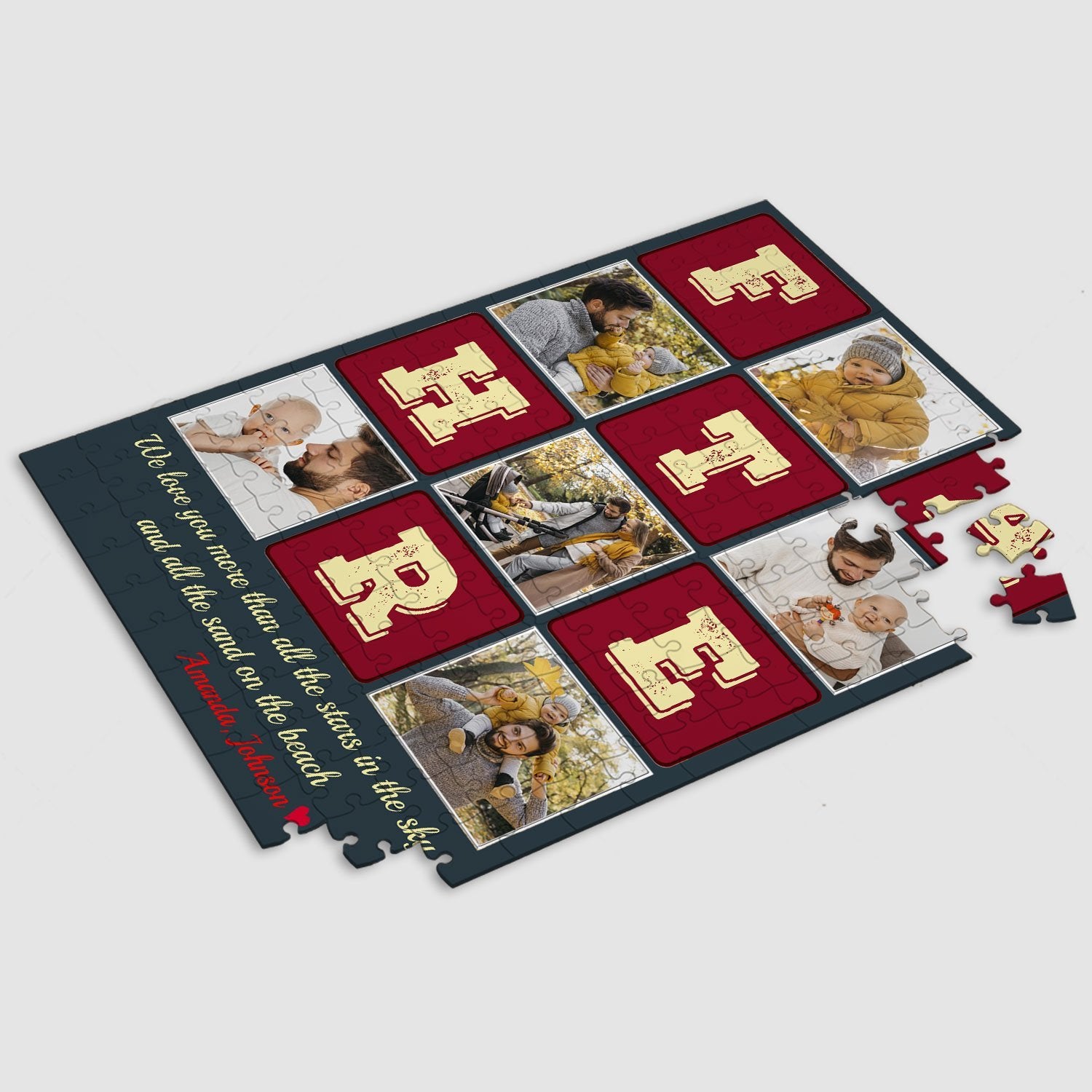 Father, Custom Photo, Personalized Name And Text Jigsaw Puzzles