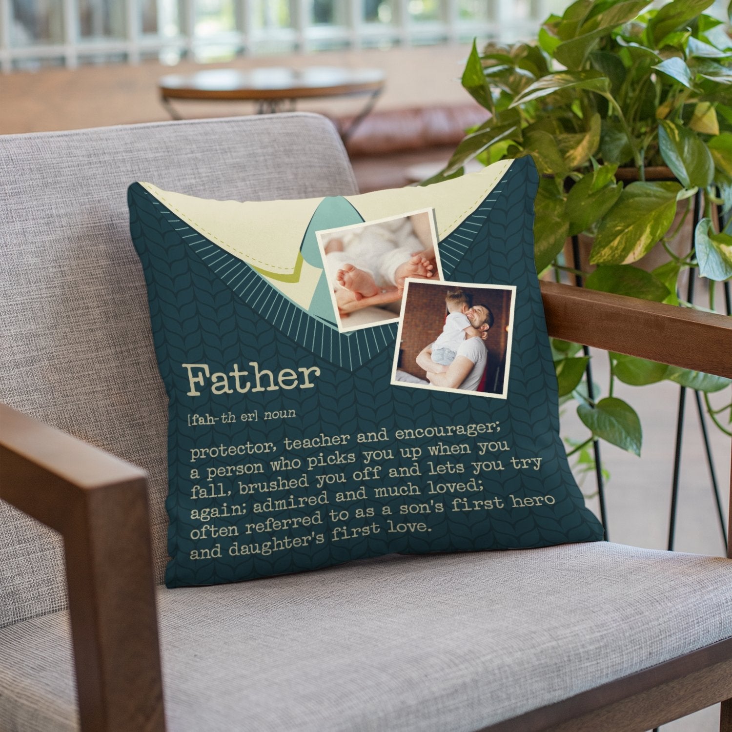 Father, Custom Photo, Pillow