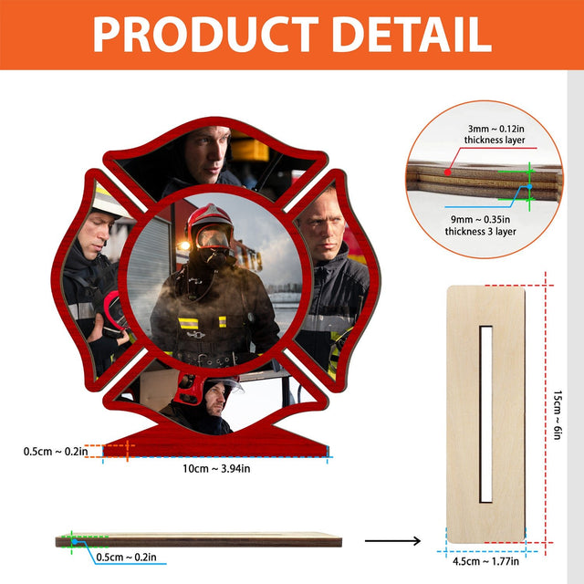Firefighter, Custom Photo, Wooden Plaque 3 Layers