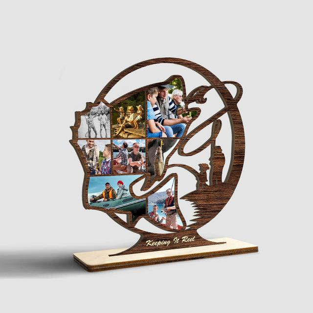 Fishing, Custom Photo, Fish Shape, Wooden Plaque 3 Layers
