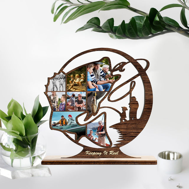 Fishing, Custom Photo, Fish Shape, Wooden Plaque 3 Layers