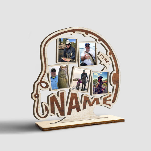 Fishing, Custom Photo, Personalized Name, Wooden Plaque 3 Layers