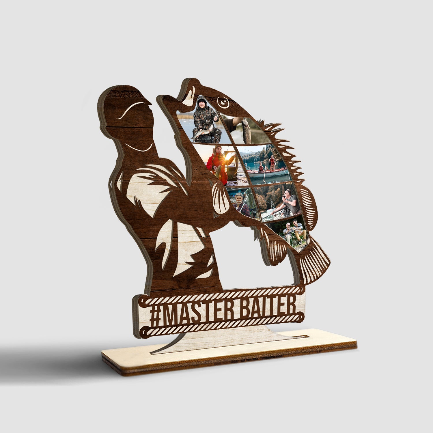 Fishing Man, Custom Photo, Wooden Plaque 3 Layers