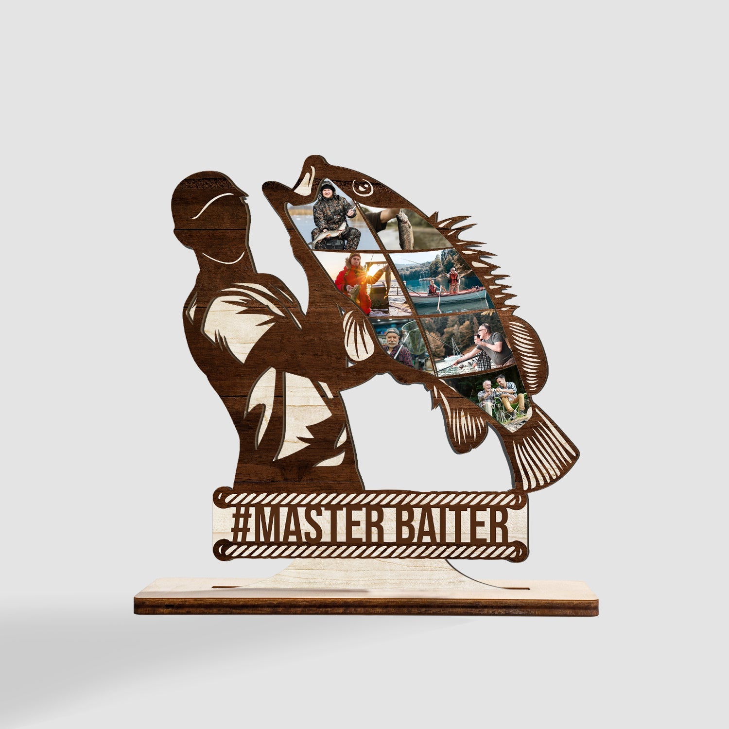 Fishing Man, Custom Photo, Wooden Plaque 3 Layers
