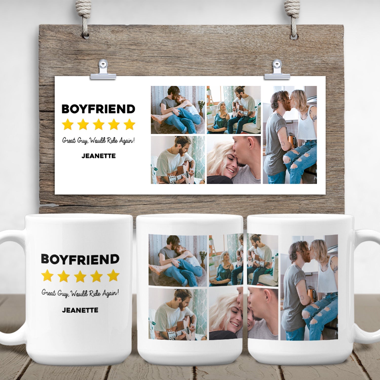 Five Stars, Custom Photo Collage Mug