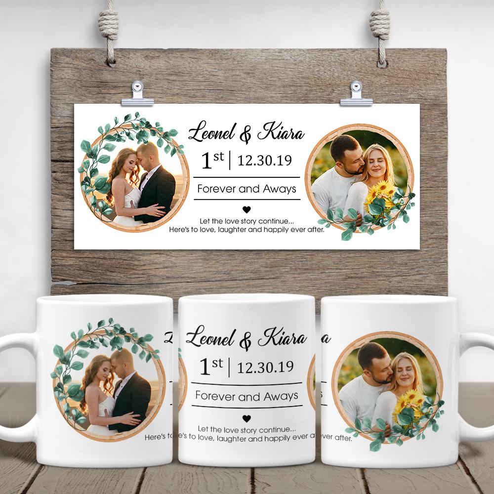 Forever and Aways, Custom Photo Collage, Personalized Text White Mug