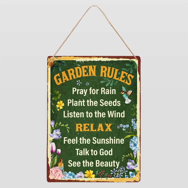 Garden Rules, Metal Sign