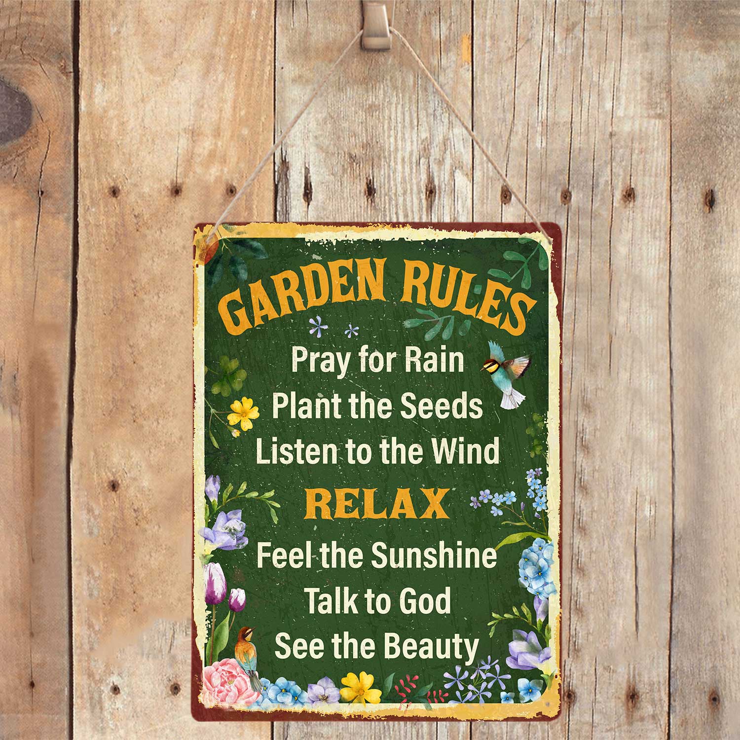 Garden Rules, Metal Sign