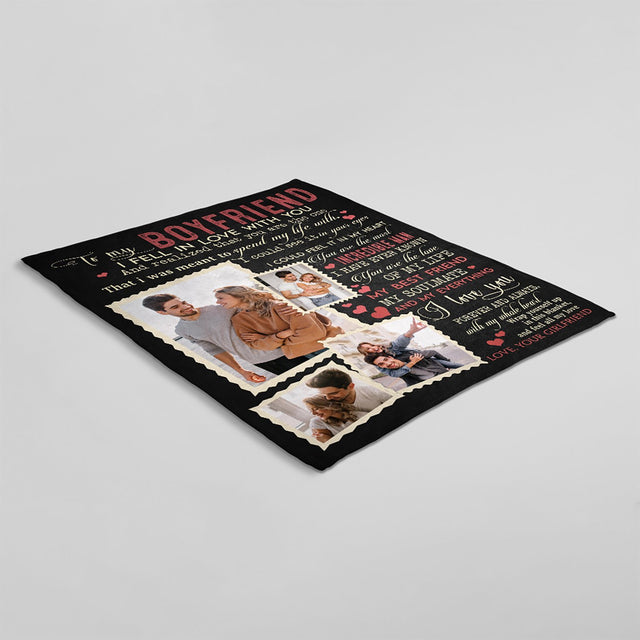 Gift For Boyfriend, Custom Photo And Text Letter Blanket