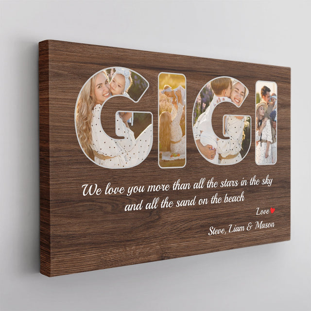 GIGI Custom Photo - Personalized Dark Wood Background Canvas