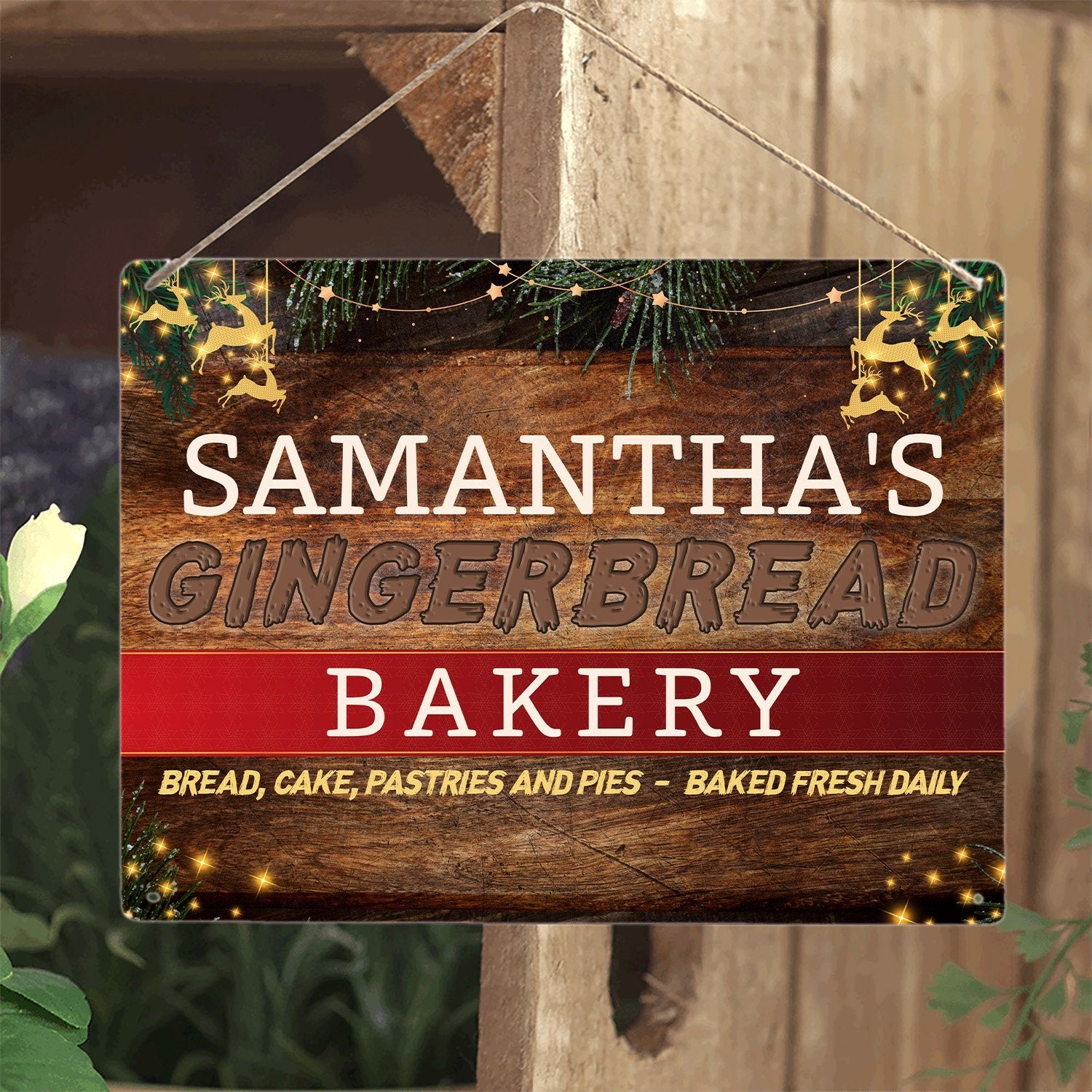 Gingerbread Bakery Sign, Custom Family Name