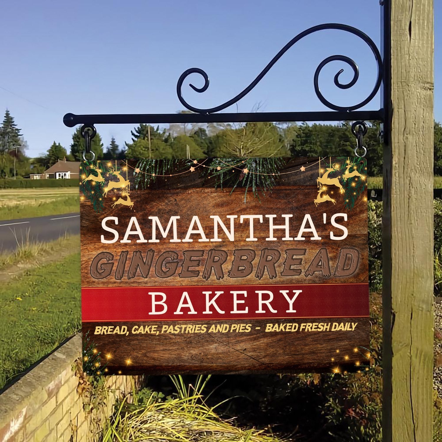 Gingerbread Bakery Sign, Custom Family Name