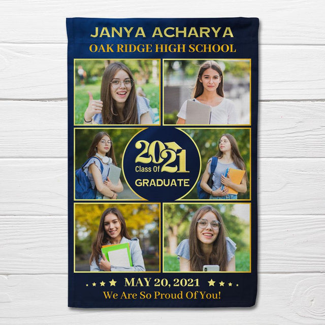 Graduate Class Of 2021, Custom Photo, 6 Pictures, Custom Name And Text Garden Flag