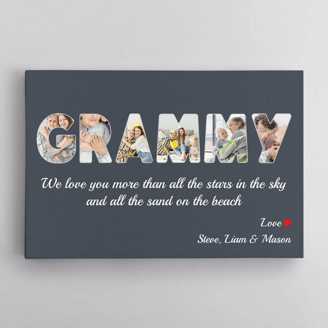 Grammy Custom Photo - Personalized Name And Text Canvas Wall Art