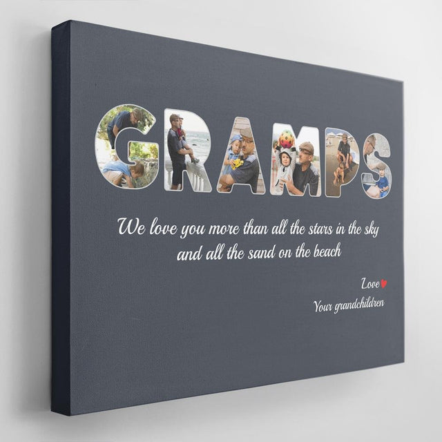 Gramps Custom Photo - Personalized Name And Text Canvas Wall Art