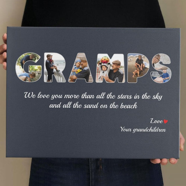 Gramps Custom Photo - Personalized Name And Text Canvas Wall Art