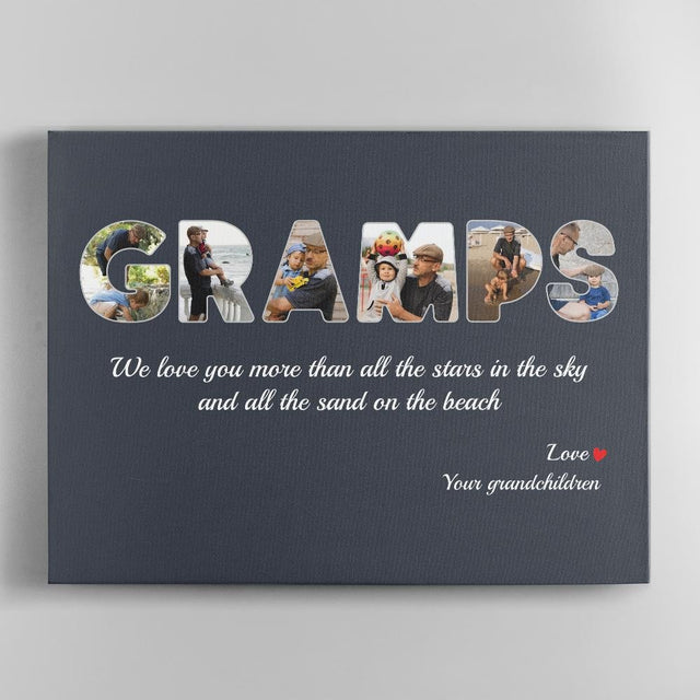 Gramps Custom Photo - Personalized Name And Text Canvas Wall Art