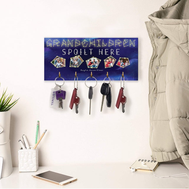 Grandchildren Spoilt Here, Custom Photo Collage, Key Hook