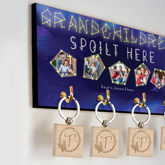 Grandchildren Spoilt Here, Custom Photo Collage, Key Hook