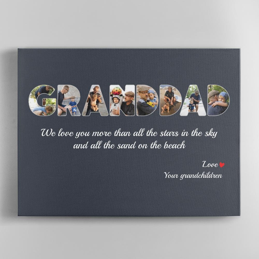 Granddad Custom Photo - Personalized Name And Text Canvas Wall Art