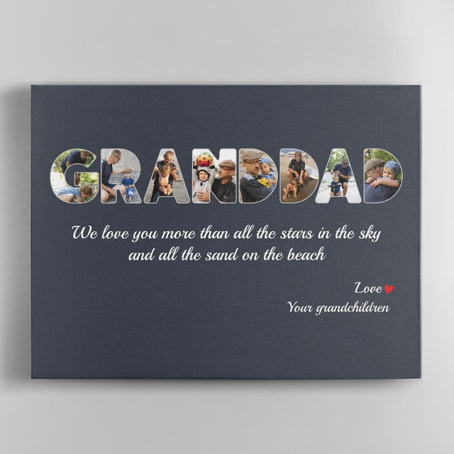 Granddad Custom Photo - Personalized Name And Text Canvas Wall Art