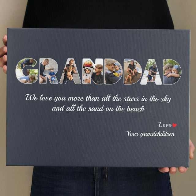 Granddad Custom Photo - Personalized Name And Text Canvas Wall Art