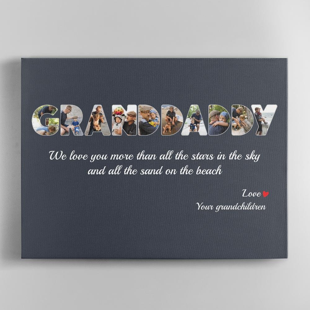 Granddaddy Custom Photo - Personalized Name And Text Canvas Wall Art