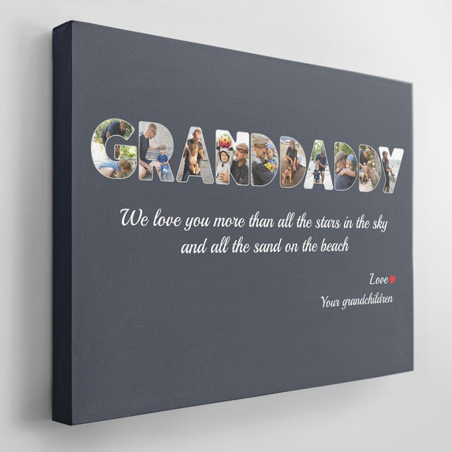 Granddaddy Custom Photo - Personalized Name And Text Canvas Wall Art