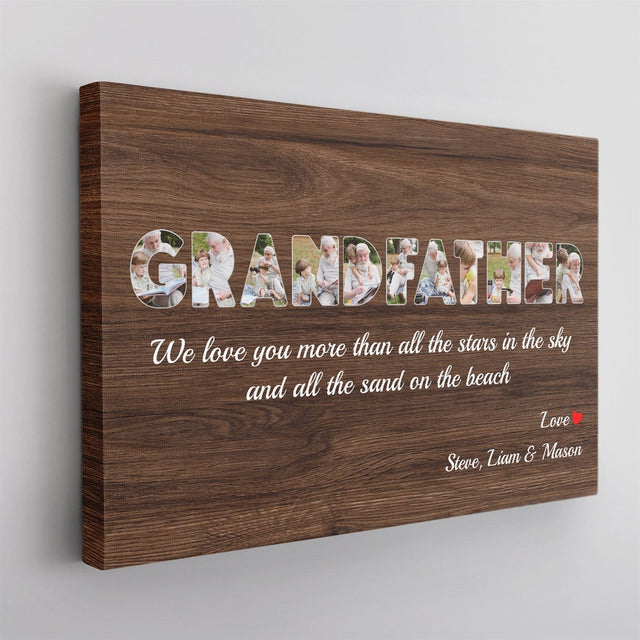 Grandfather Custom Photo - Personalized Name And Text Canvas Wall Art