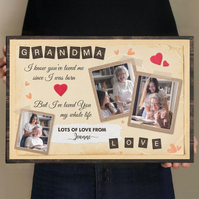 Grandma, Always Love You, Custom Photo, Personalized Name And Text Canvas Wall Art