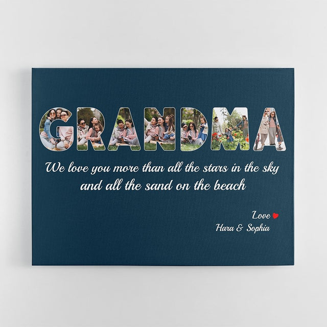 Grandma Custom Photo - Personalized Blue Whale Background Canvas