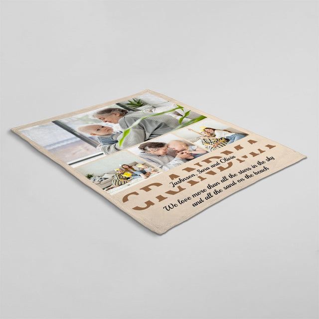 Grandma Custom Photo, Personalized Name And Text Blanket