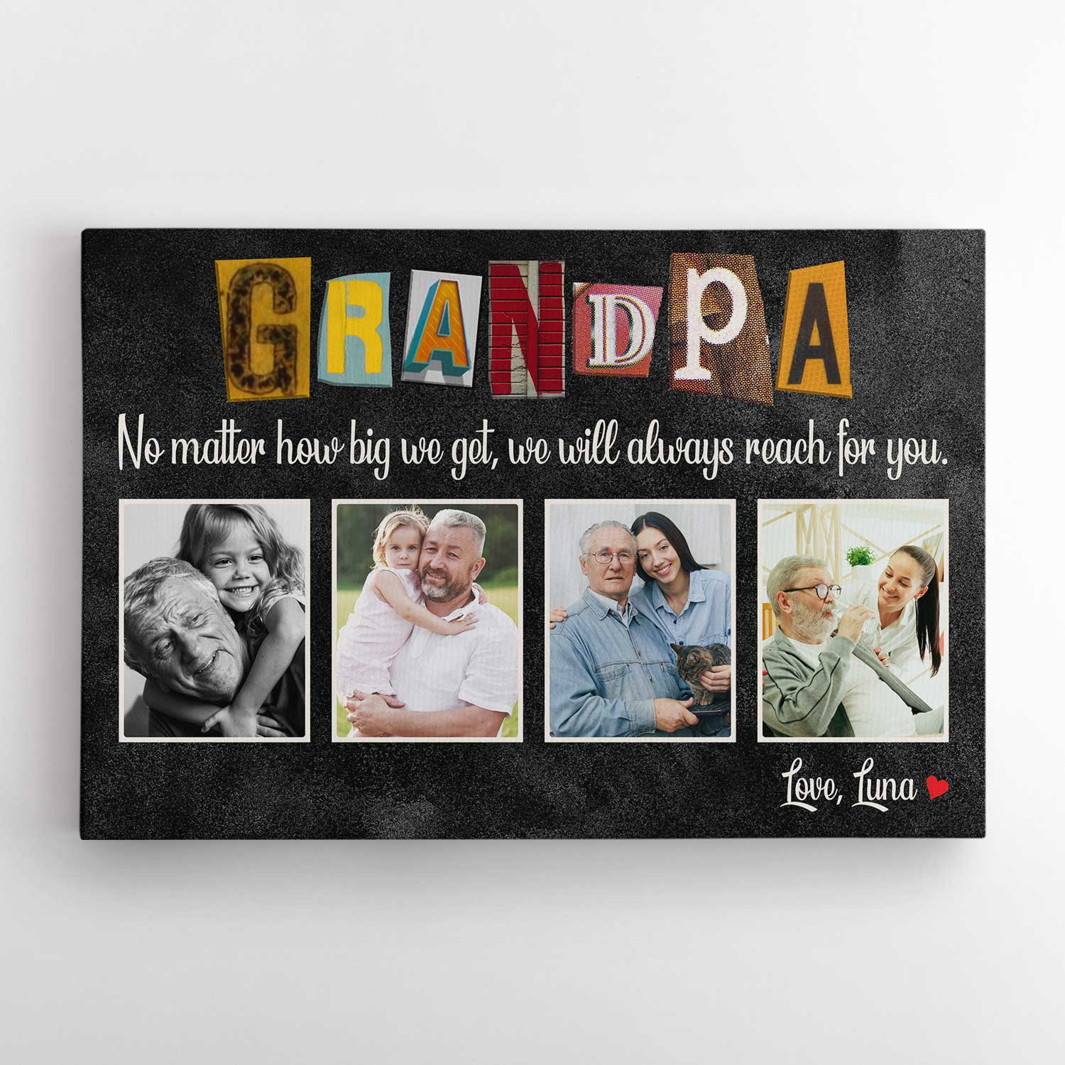 Grandpa - Custom Photo And Name, Canvas Wall Art
