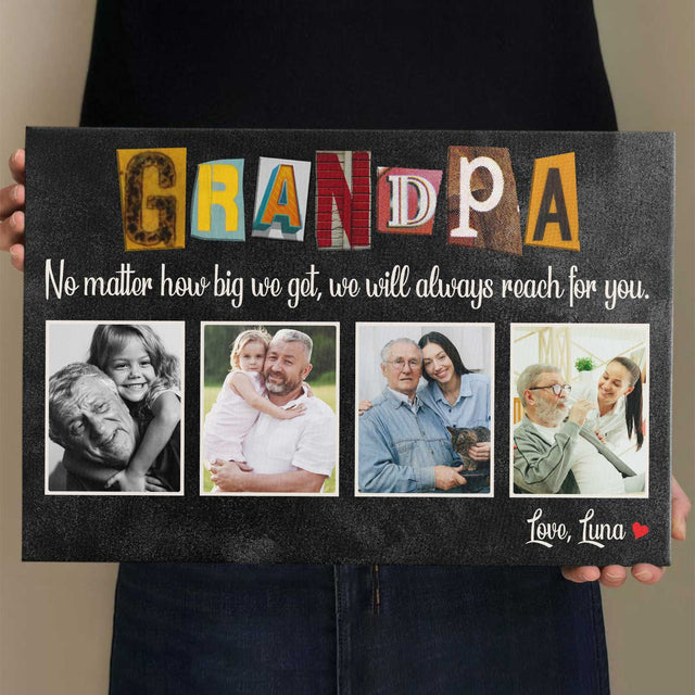 Grandpa - Custom Photo And Name, Canvas Wall Art