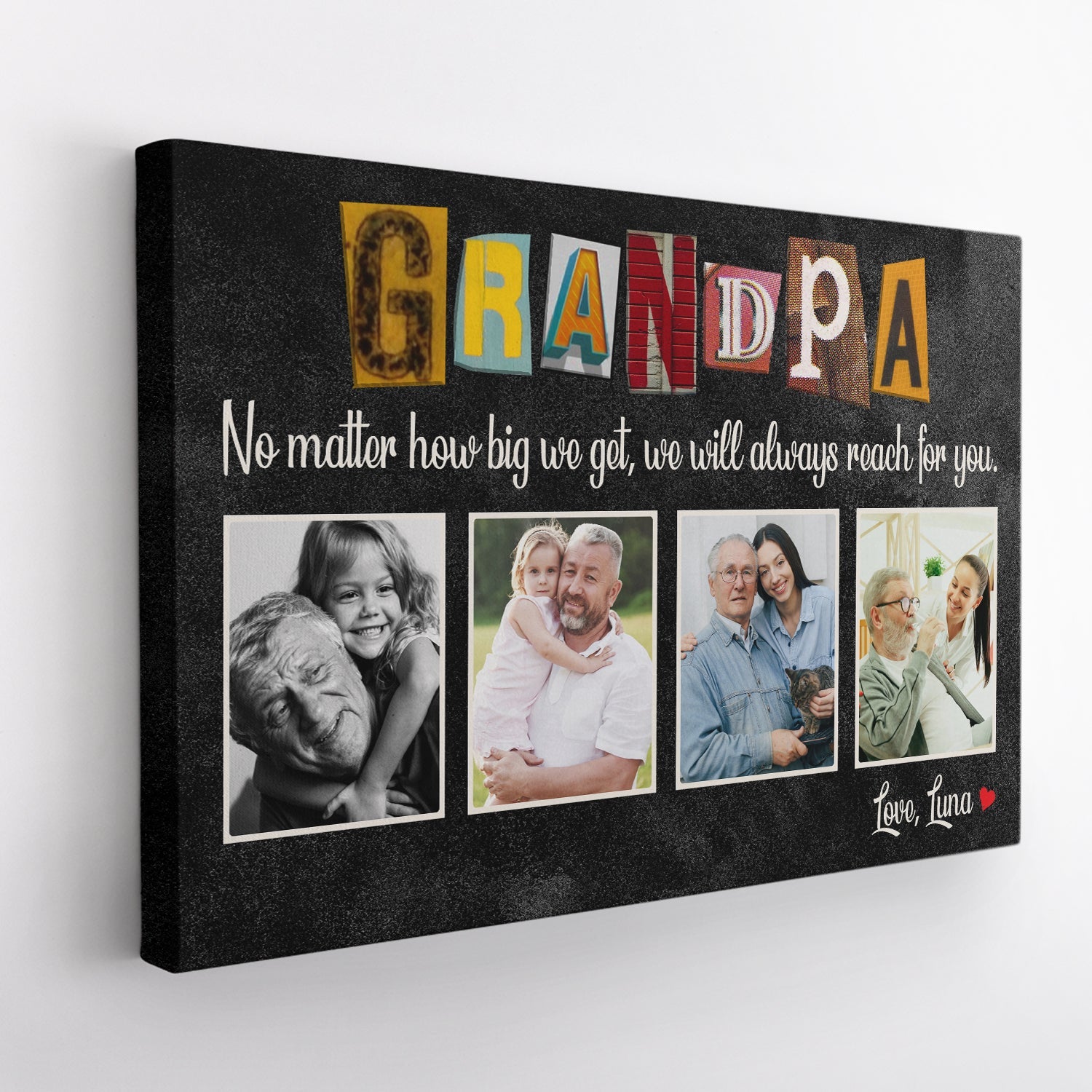 Grandpa - Custom Photo And Name, Canvas Wall Art