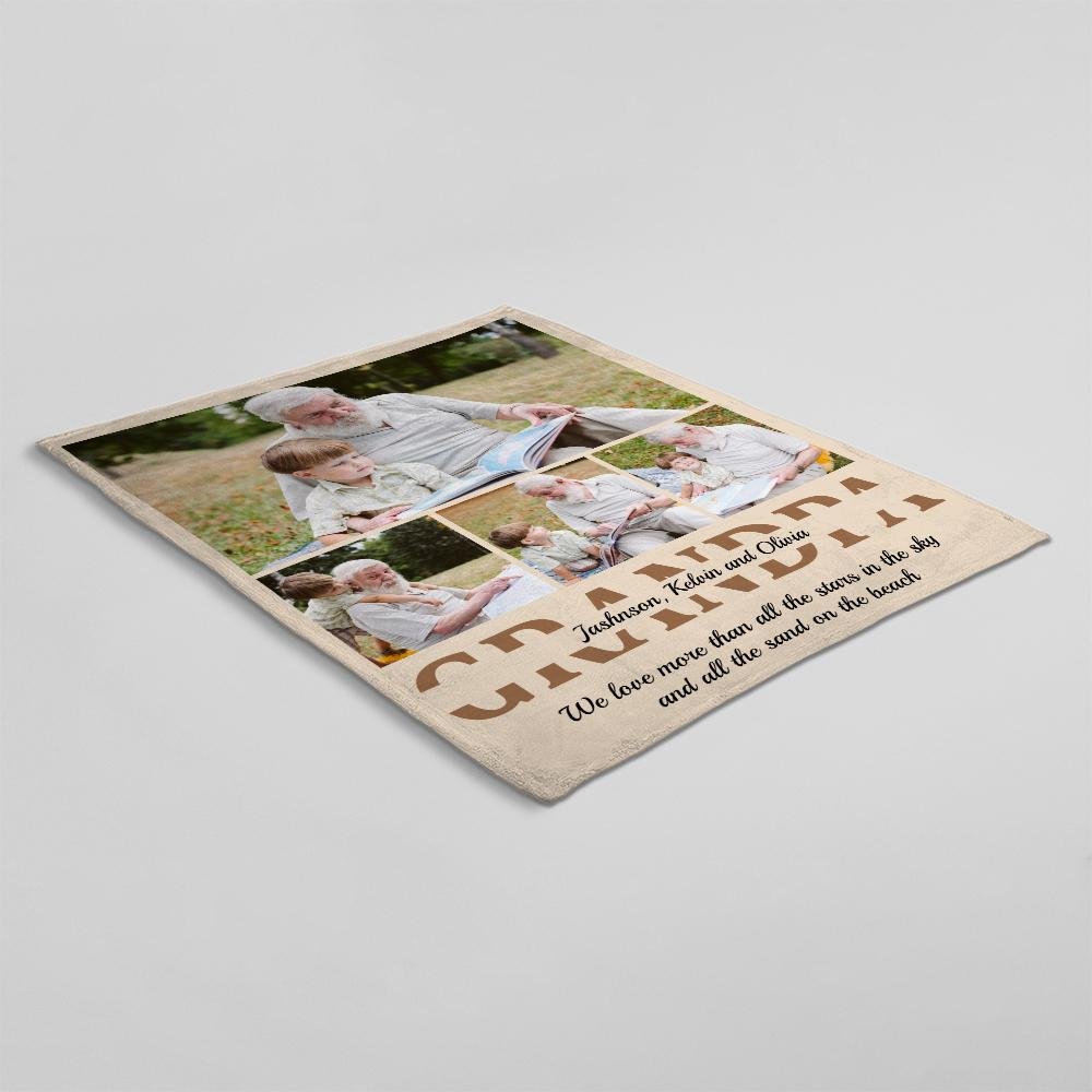 Grandpa, Custom Photo, Personalized Name And Text Blanket