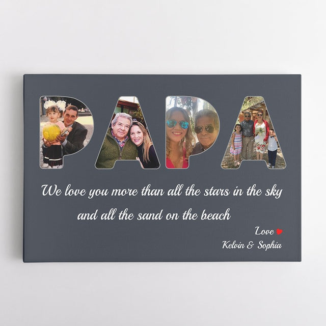 Grandpa Custom Photo - Personalized Navy Vintage Background Canvas
