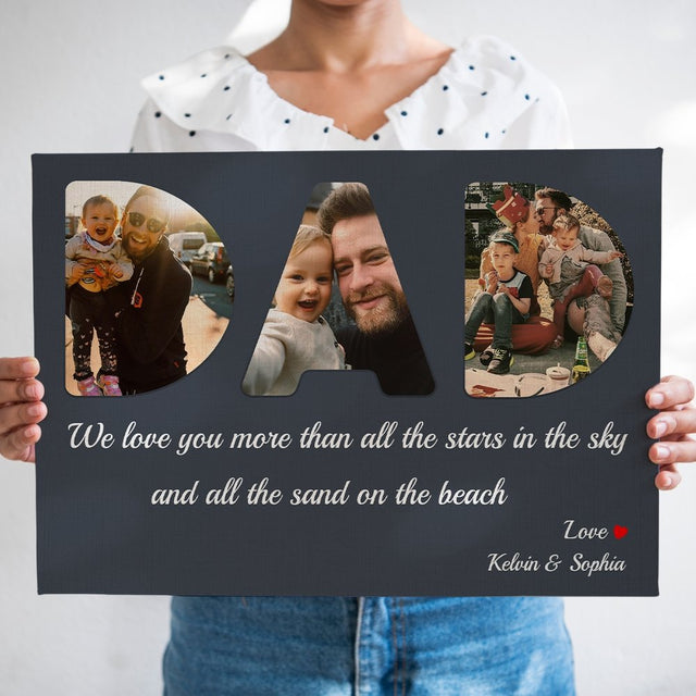 Grandpa Custom Photo - Personalized Navy Vintage Background Canvas