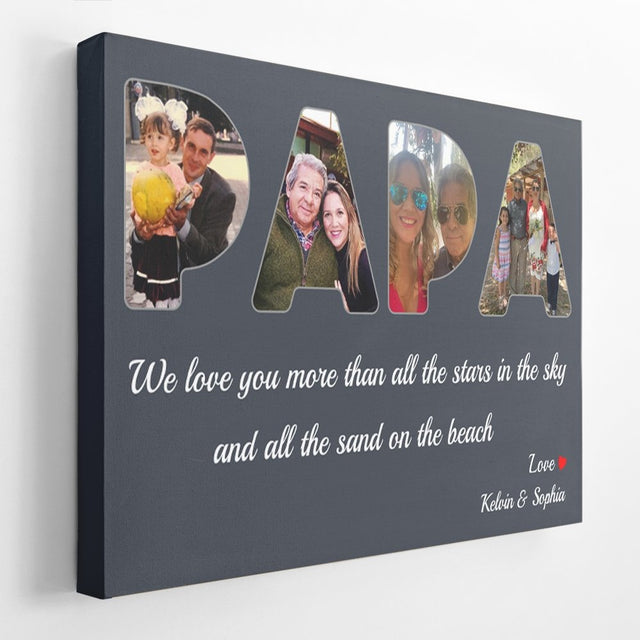 Grandpa Custom Photo - Personalized Navy Vintage Background Canvas