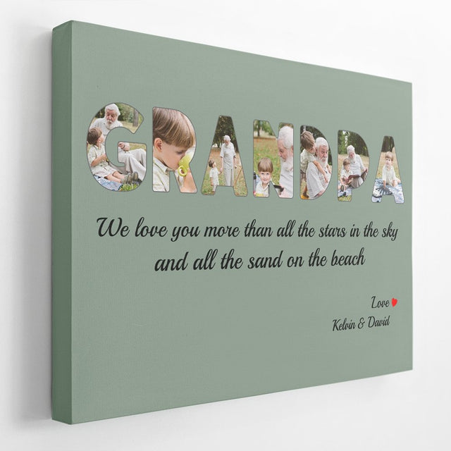Grandpa Custom Photo - Personalized Vintage Green Background Canvas