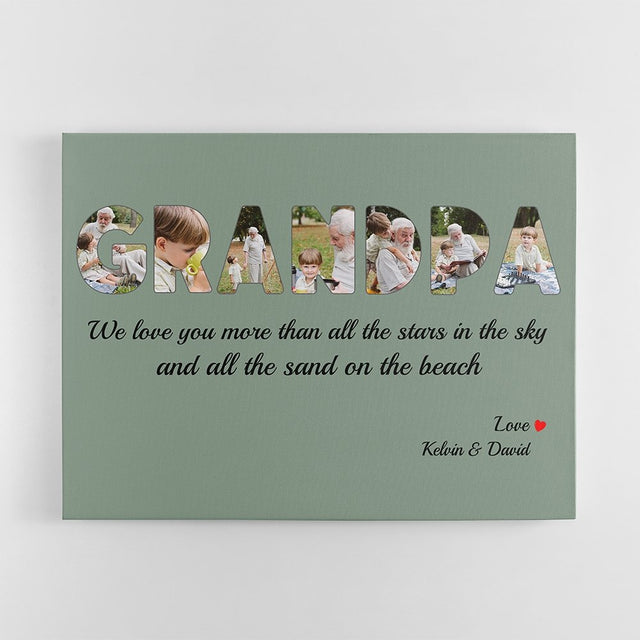 Grandpa Custom Photo - Personalized Vintage Green Background Canvas
