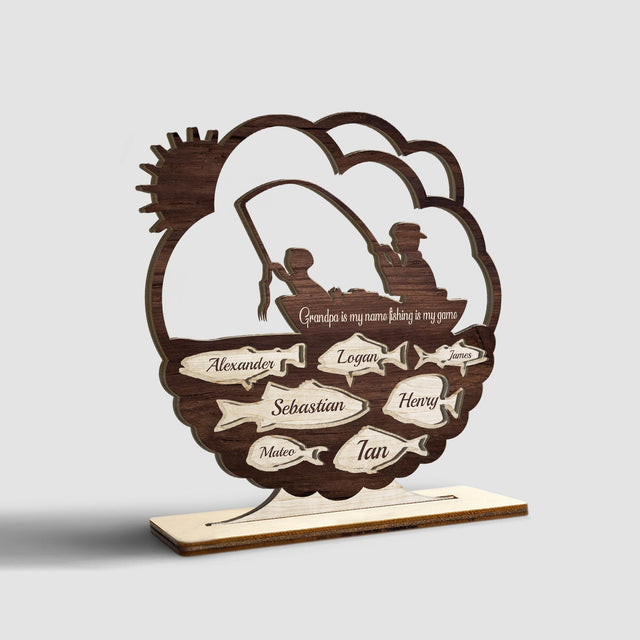 Grandpa Fishing, Custom Photo, Wooden Plaque 3 Layers