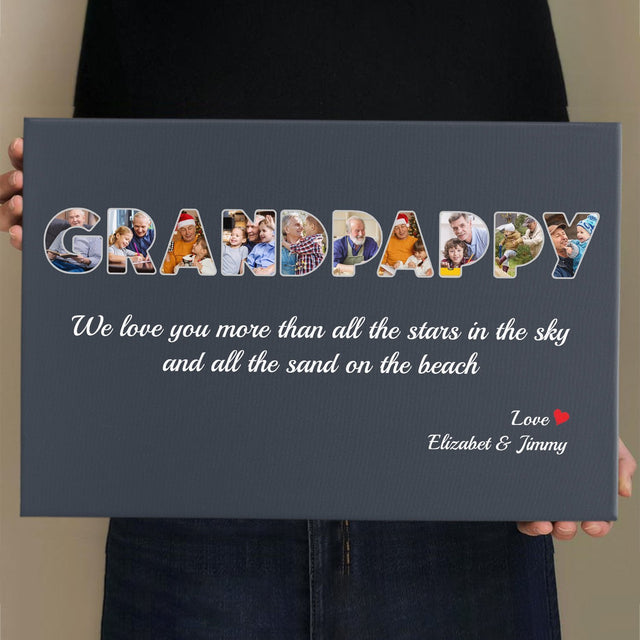 Grandpappy Custom Photo - Personalized Name And Text Canvas Wall Art